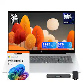 HP - Upgraded - OmniBook 7 17.3" FHD Touch Laptop,Intel Ultra 7 258V,32GB RAM,4TB SSD+1TB Dock Set,Backlit Keyboard,Win11 Pro - Silver