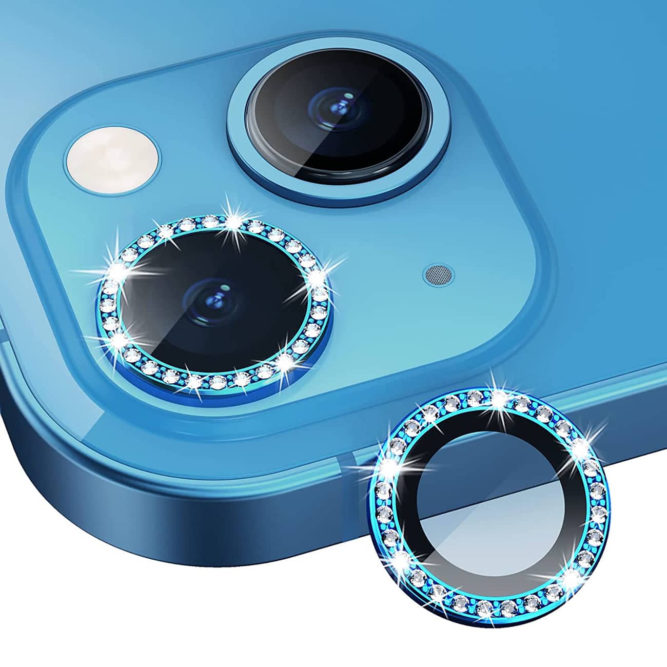 Reiko - Diamond Tempered Glass Camera Lens Protector for iPhone 14 / 14 Plus, Screen Cover Shield - Blue