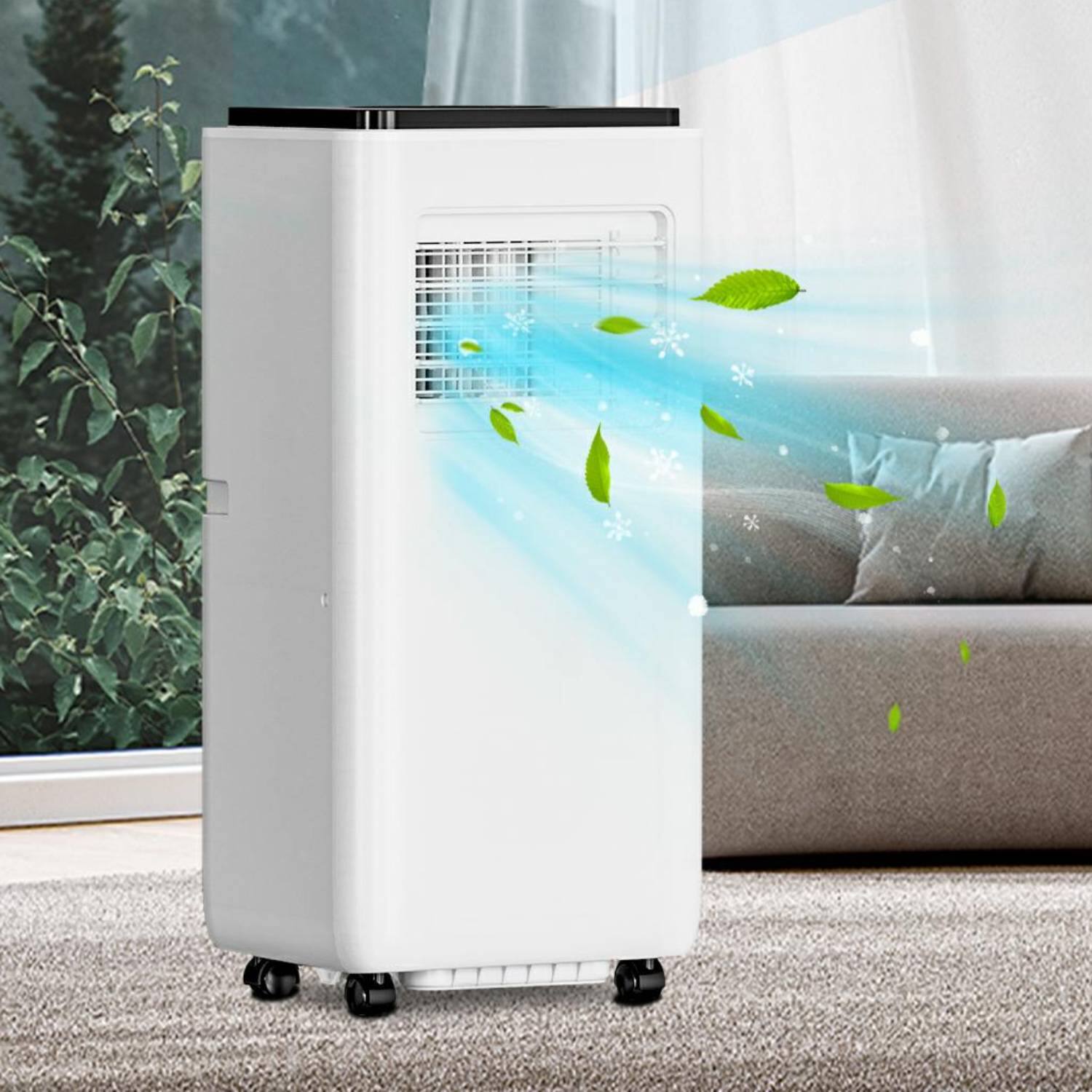 Front. Acekool - 8000Btus Portable Air Conditioner for Rooms with Fan & Dehumidifier - White.