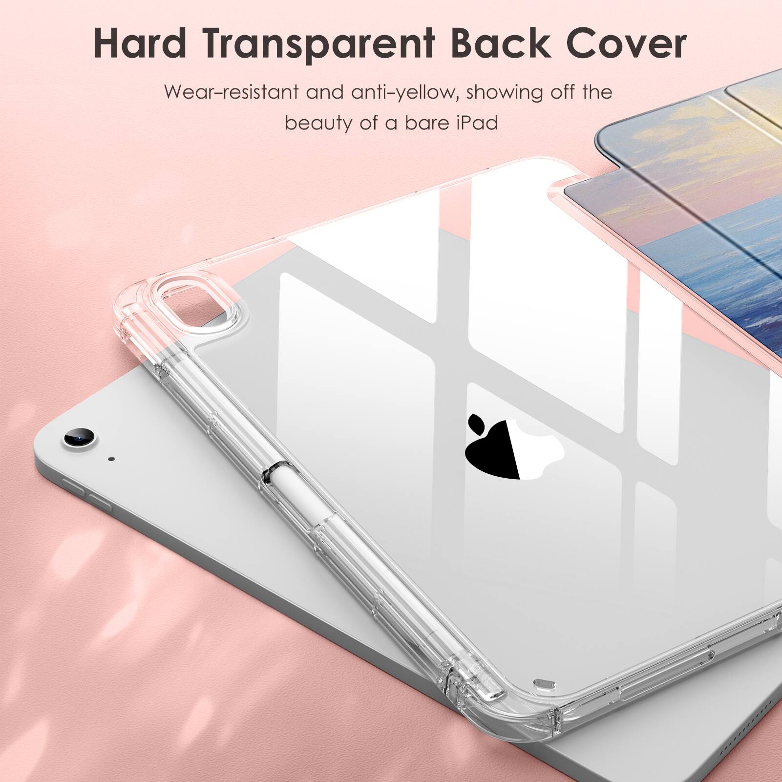 Hard Transparent Back Cover

Wear-resistant and anti-yellow, showing off the beauty of a bare iPad