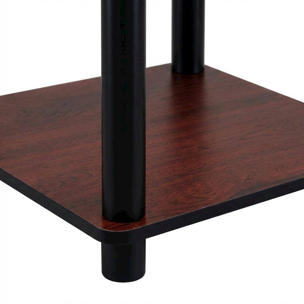 Alt View 2. FurniFact - Corner Shelves End Tables, Set of 2, Space-Saving Engineered Wood Design - Dark Cherry/Black.