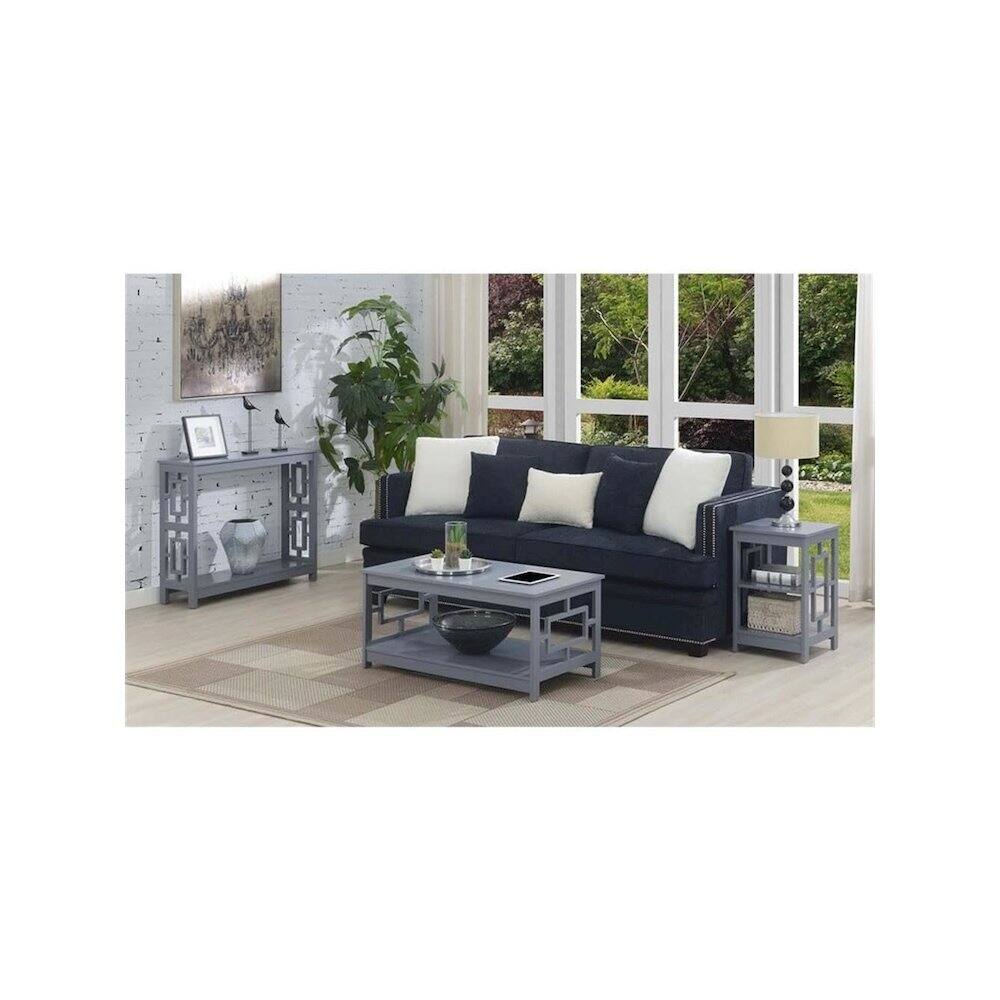 Angle. Convenience Concepts - Town Square Coffee Table with Shelf, Gray - Gray.