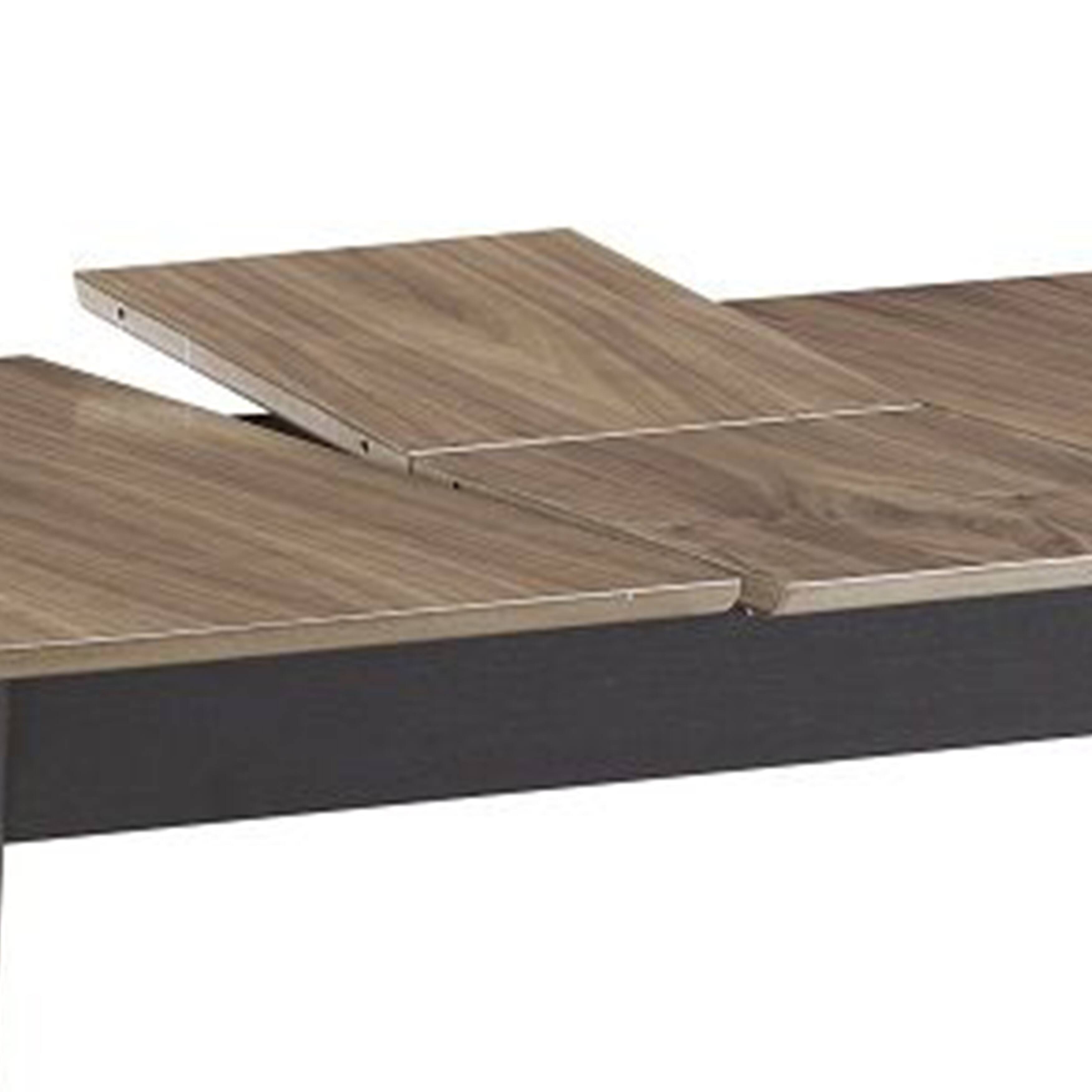 Alt View 2. Manhattan Lane - Anae 51-63 Inch Dining Table, Butterfly Leaf, Brown Wood Top, Black Legs - Brown, Black.