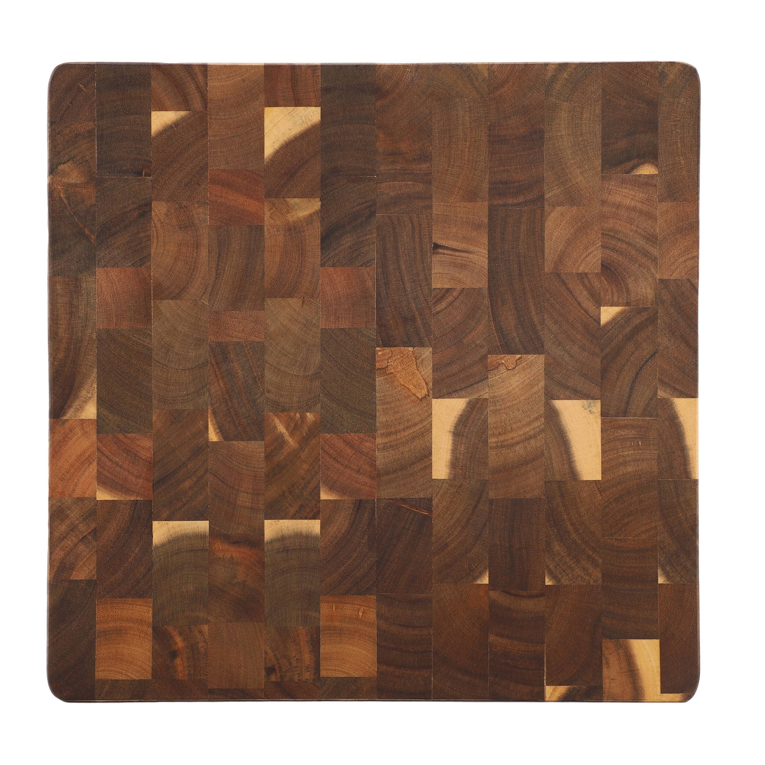 Alt View 2. MegaChef - MegaChef 13.75 Inch Square Thick Acacia Wood Serving and Cutting Butcher Board - Brown.