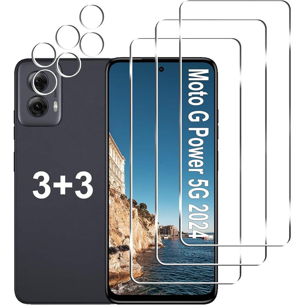 PARKER SLATER - Moto G Power 5G 2024 Screen Protector 3+3 Pack, Tempered Glass + Camera Lens - Clear
