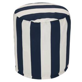 Majestic Home - Pouf Vertical Stripe Navy - Blue