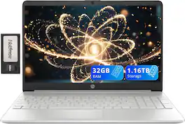 HP - 15.6" FHD Laptop,Intel i3-1215U,32GB DDR4 RAM,1TB SSD+128GB Docking Station,Intel UHD Graphics,Win 11 - Silver