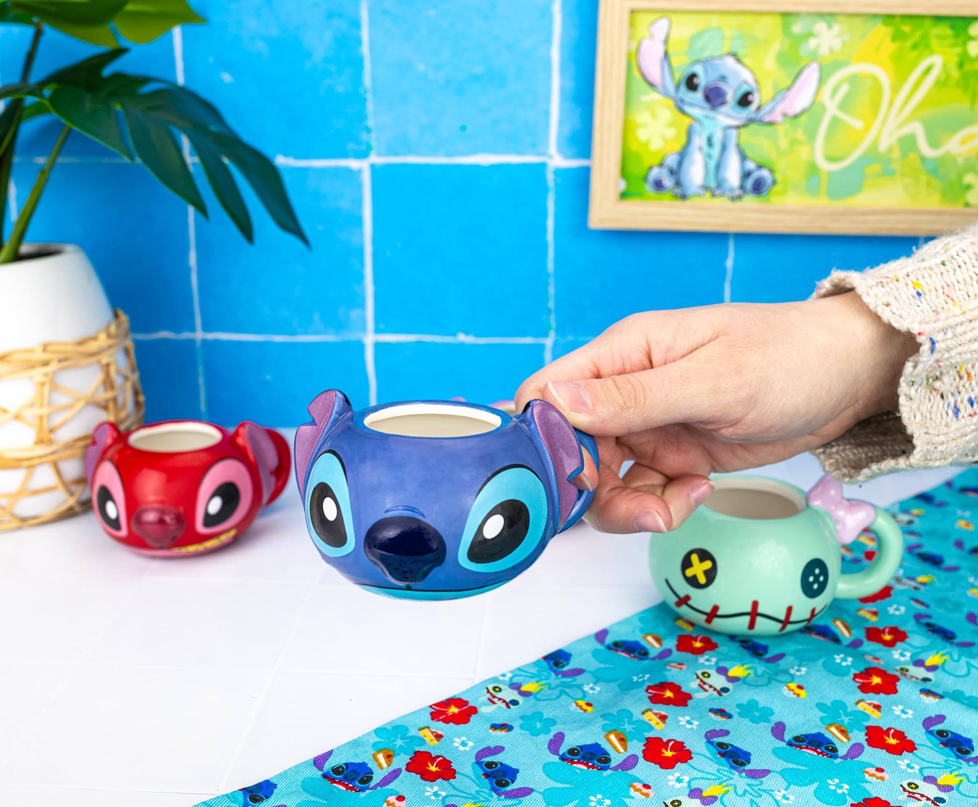 Alt View 4. Disney - Disney Lilo & Stitch Characters 2-Ounce Sculpted Ceramic Mini Mugs | Set of 4 - Multi-Colored.