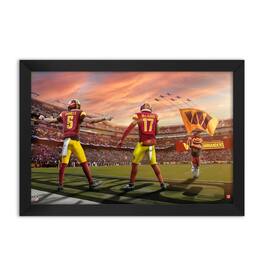 Sporticulture - Jayden Daniels and Terry McLaurin Washington Commanders Framed Two-Player Art Print - Red
