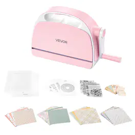 VEVOR - Manual Die Cutting and Embossing Machine, 6" Opening, Portable Die Cut Machine Set with Cutting Dies, Embossing Folders - Pink