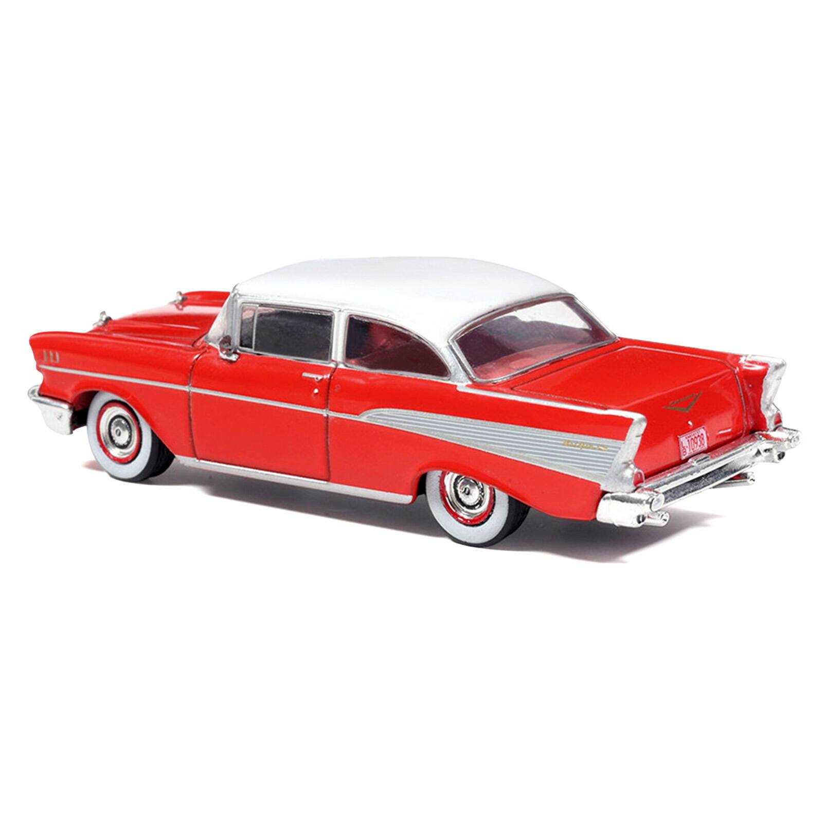 Alt View 3. IXO - 1957 Chevrolet Bel Air Red with White Top and Red Interior 1/64 Diecast Model by IXO Models.