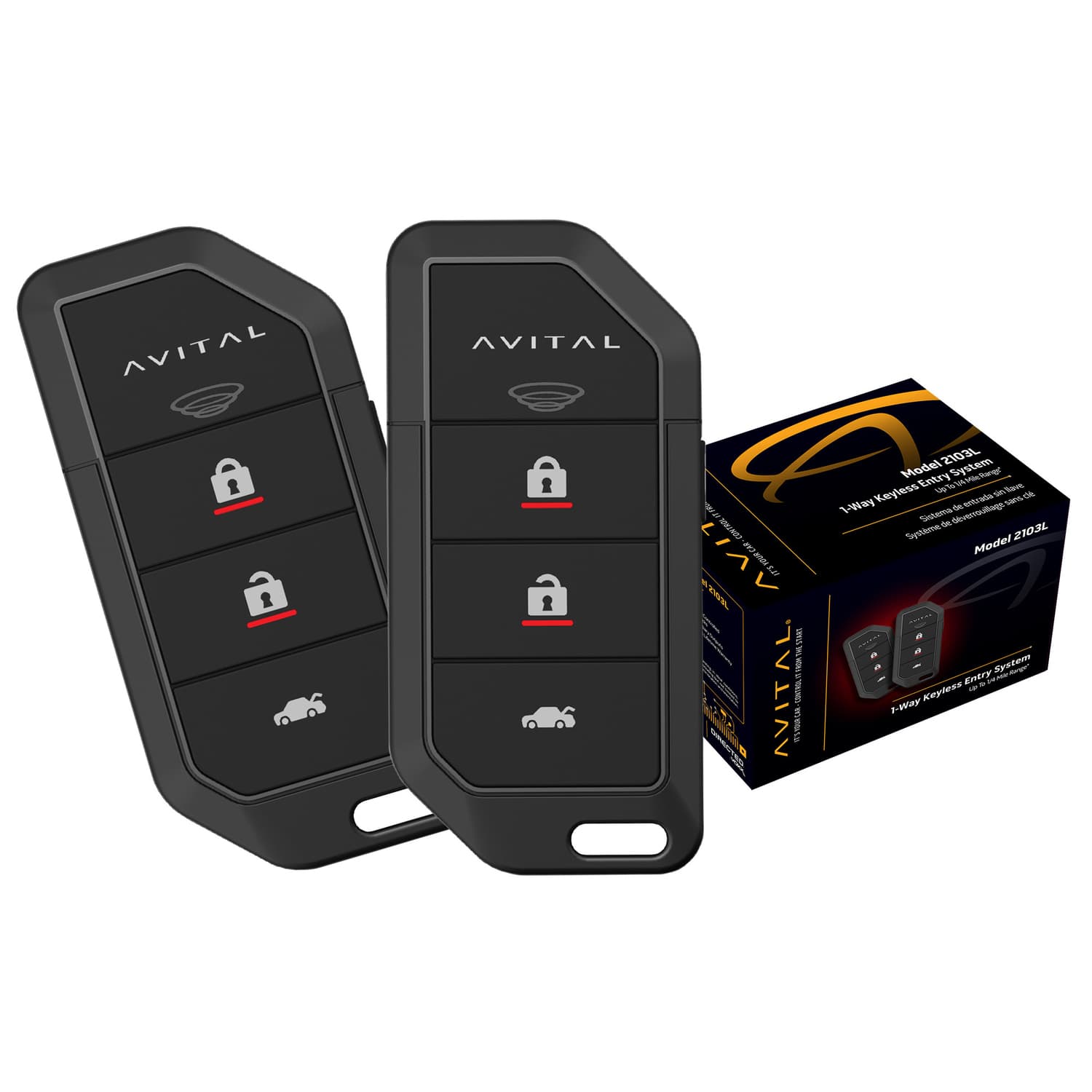 AVITAL - 2103l 2103l 1-way Keyless Entry System With Two 4-button Remotes