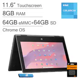 HP - Chromebook Pro X360 Fortis 11.6" 2-in-1 Flip Touchscreen Laptop - Intel Celeron - 8GB Memory - 128GB Storage - Chrome OS