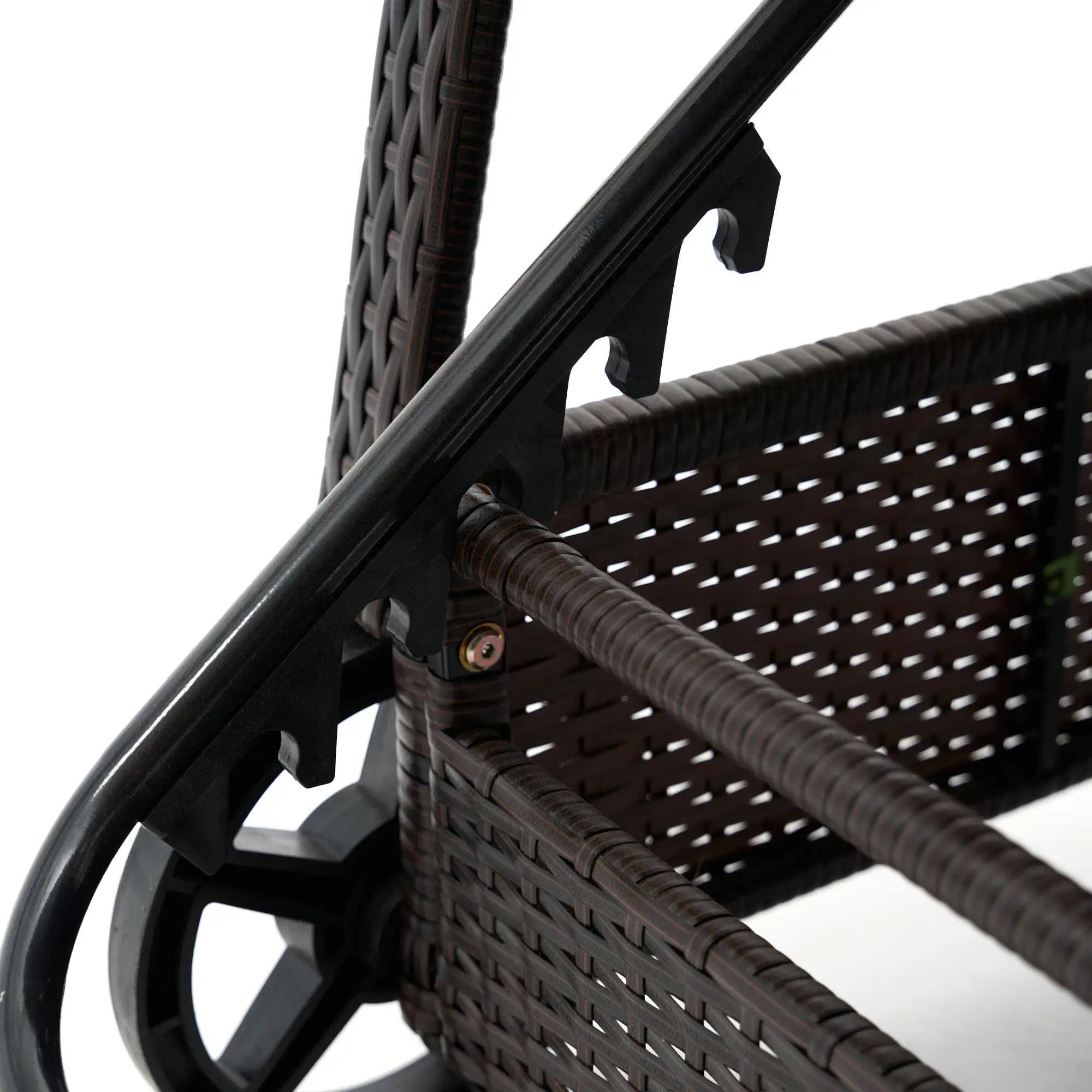 Alt View 1. Resenkos - Resenkos Outdoor Premium Chaise Lounge Chair-5-Level Adjustable Backrest, Rattan Weave, Deep Coffee and Cream White - Deep Coffee and Cream White.