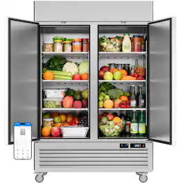 Veecool - 54.4" 49 cu.ft. WiFi Enabled Two Solid Door Commercial Reach-in Refrigerator with 8 Shelves - Stainless Steel