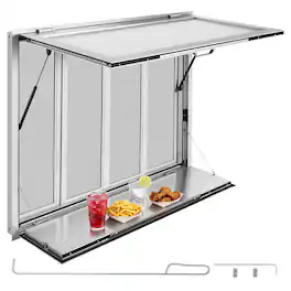 VEVOR - Concession Window Folding Shelf 48x36in Aluminum Alloy Service Window, for Food Truck, Up to 85 Degrees, with 4 Sliding - White