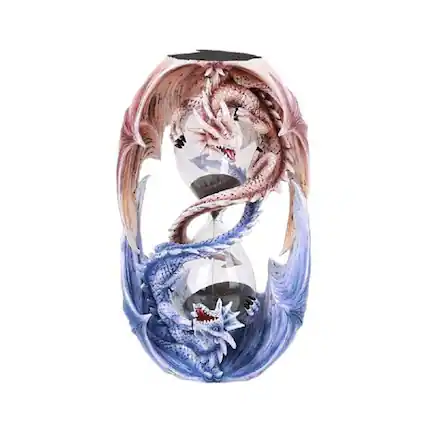 Front. Pacific Trading - Anne Stoke Invertible Elemental Ice and Fire Dual Dragon Sand timer Figurine 7.5 inch.