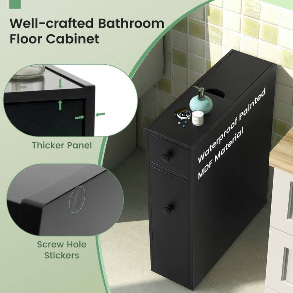 Well-crafted Bathroom Floor Cabinet

- Thicker Panel
- Waterproof Painted MDF Material
- Screw Hole Stickers