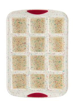 Trudeau - Structure Silicone 12 Cavity Mini Brownie Pan, Confetti/Fuchsia - White
