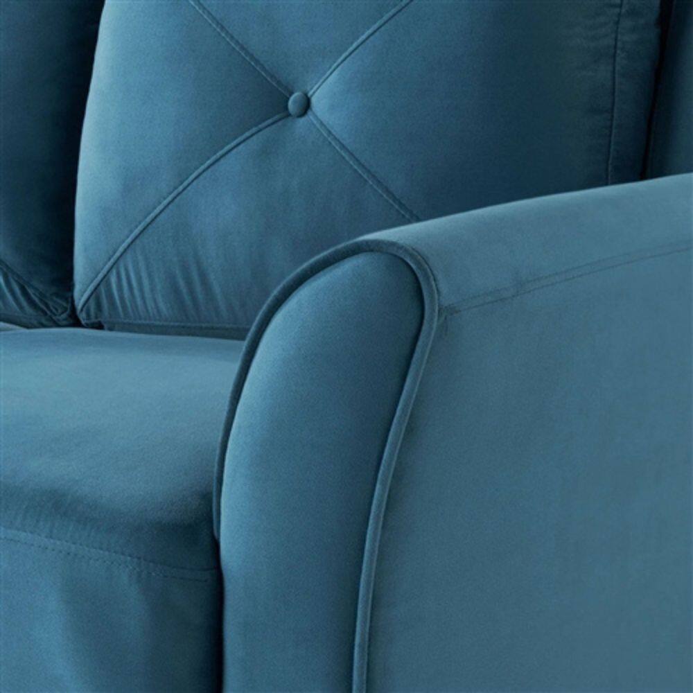 Left. Hivvago - Blue Microfiber Upholstered Armchair Flared Arm Chair with Tufted Back Cushion - Blue.