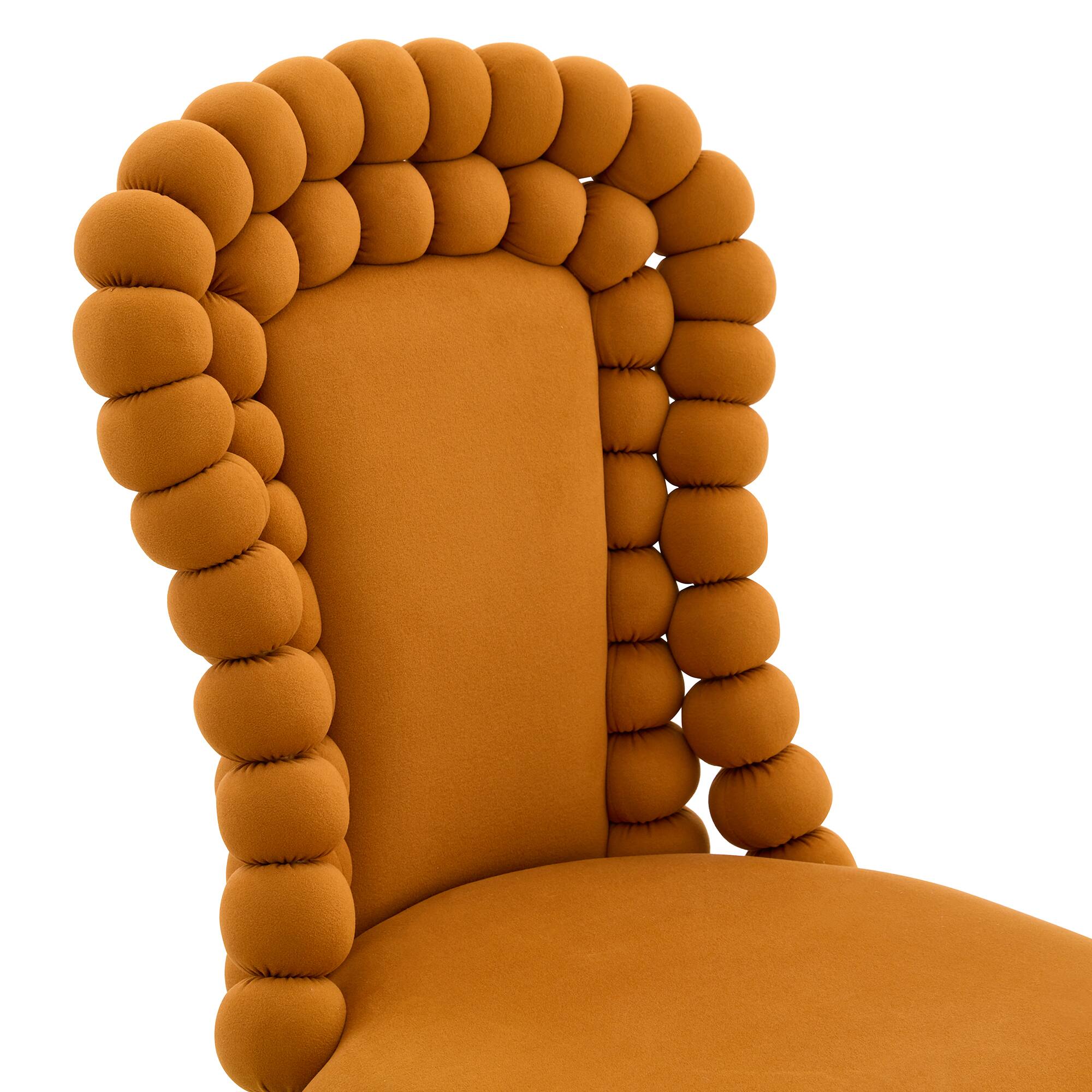 Alt View 10. Loheer - Loheer Velvet Dining Chairs Set of 2, Orange Bubble Back Accent Dining Chairs with Gold Legs, 1.71 ft - Gold,Orange.