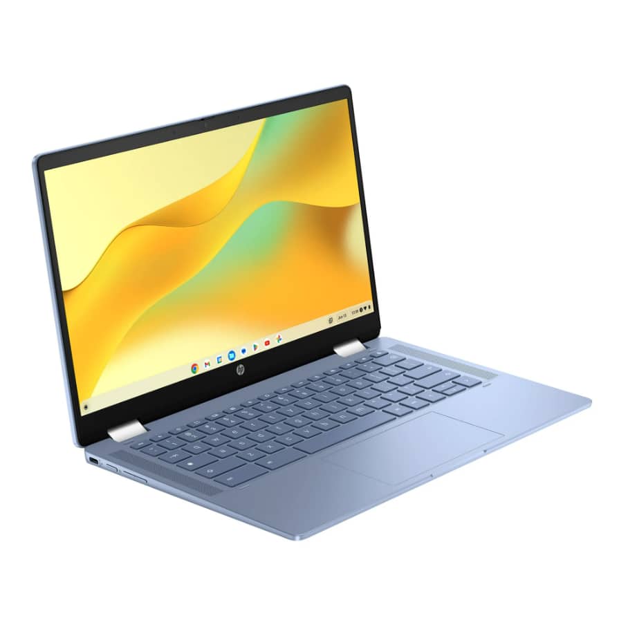 Back. HP - 14 inch x360 FHD Touch Chromebook Laptop Intel Processor N100 4GB RAM 64GB eMMC Sky Blue - Sky Blue.