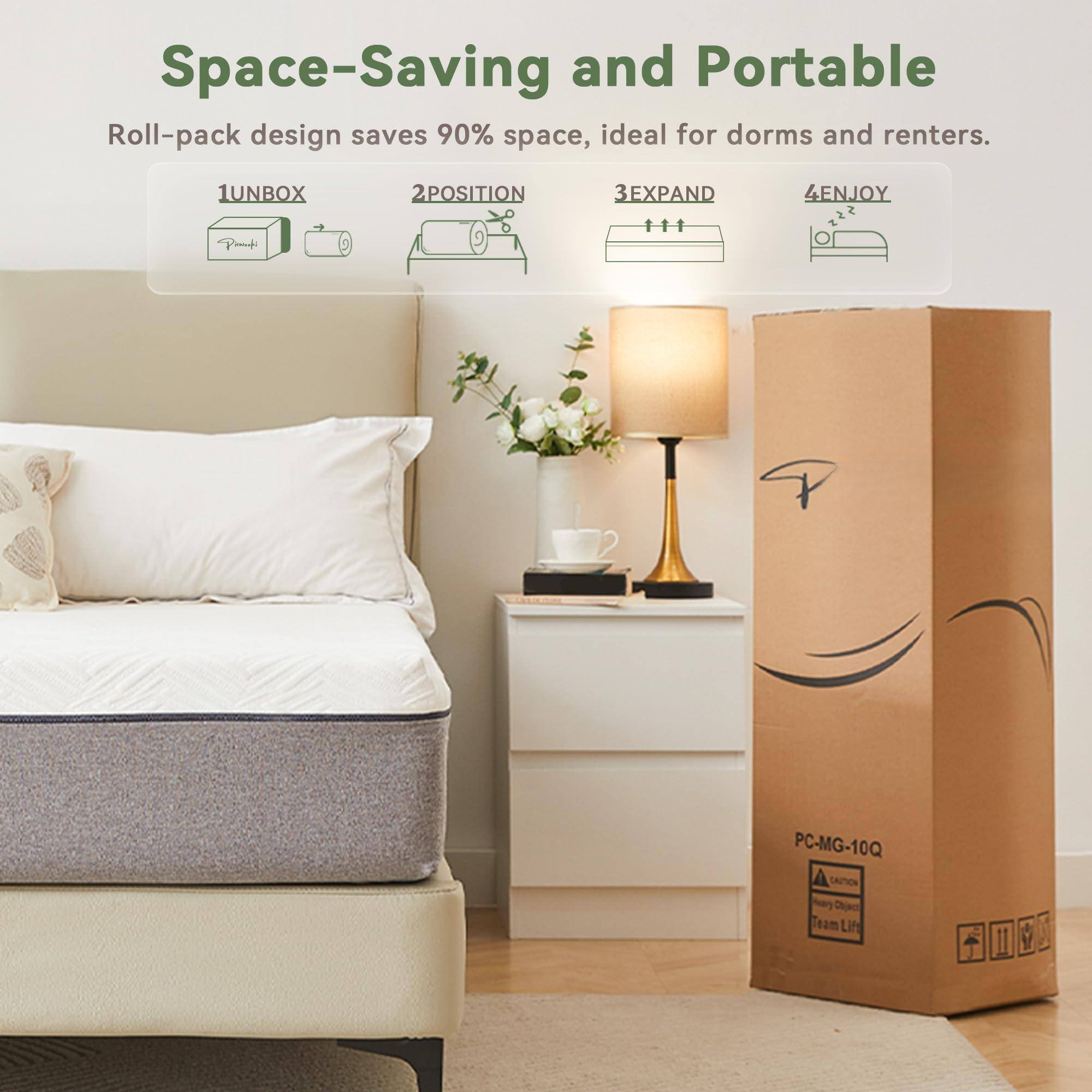 Space-Saving and Portable  
Roll-pack design saves 90% space, ideal for dorms and renters.  

1UNBOX  
2POSITION  
3EXPAND  
4ENJOY  

PC-MG-10Q  
Team Lif