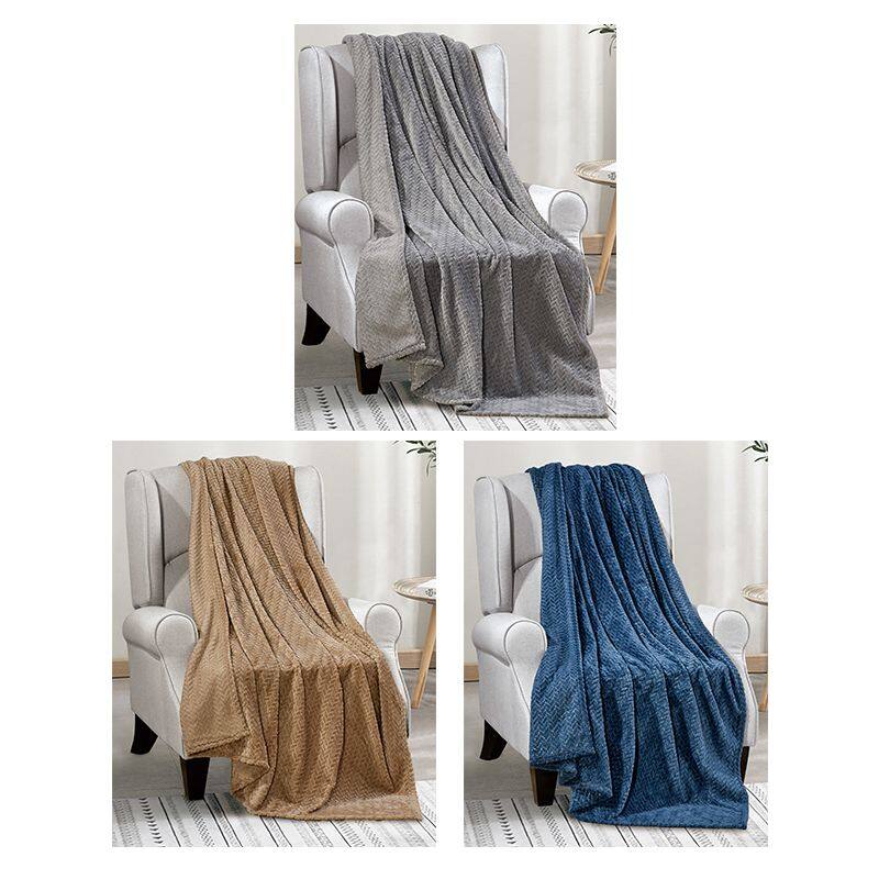 Left. Noble House - Ultimate Comfy and Plush Extra Heavy Chevron Braided Throw Blanket (50" x 60") - Oxford Blue - Oxford Blue.