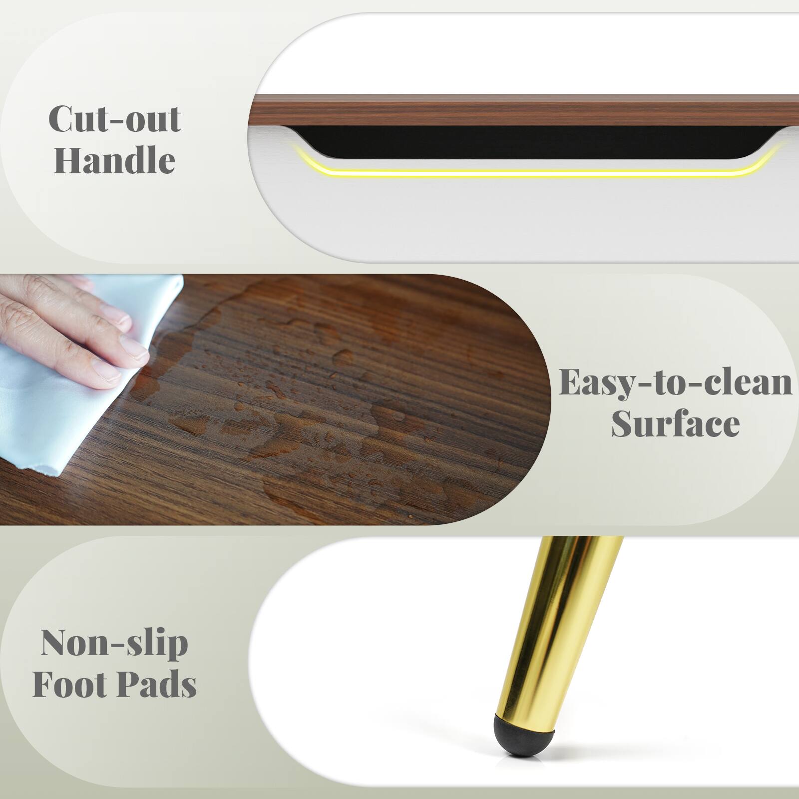- Cut-out Handle
- Easy-to-clean Surface
- Non-slip Foot Pads