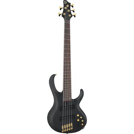 Front. Ibanez - Ibanez BTB Bass Workshop 5-String Multi Scale Bass Guitar, Black Flat.