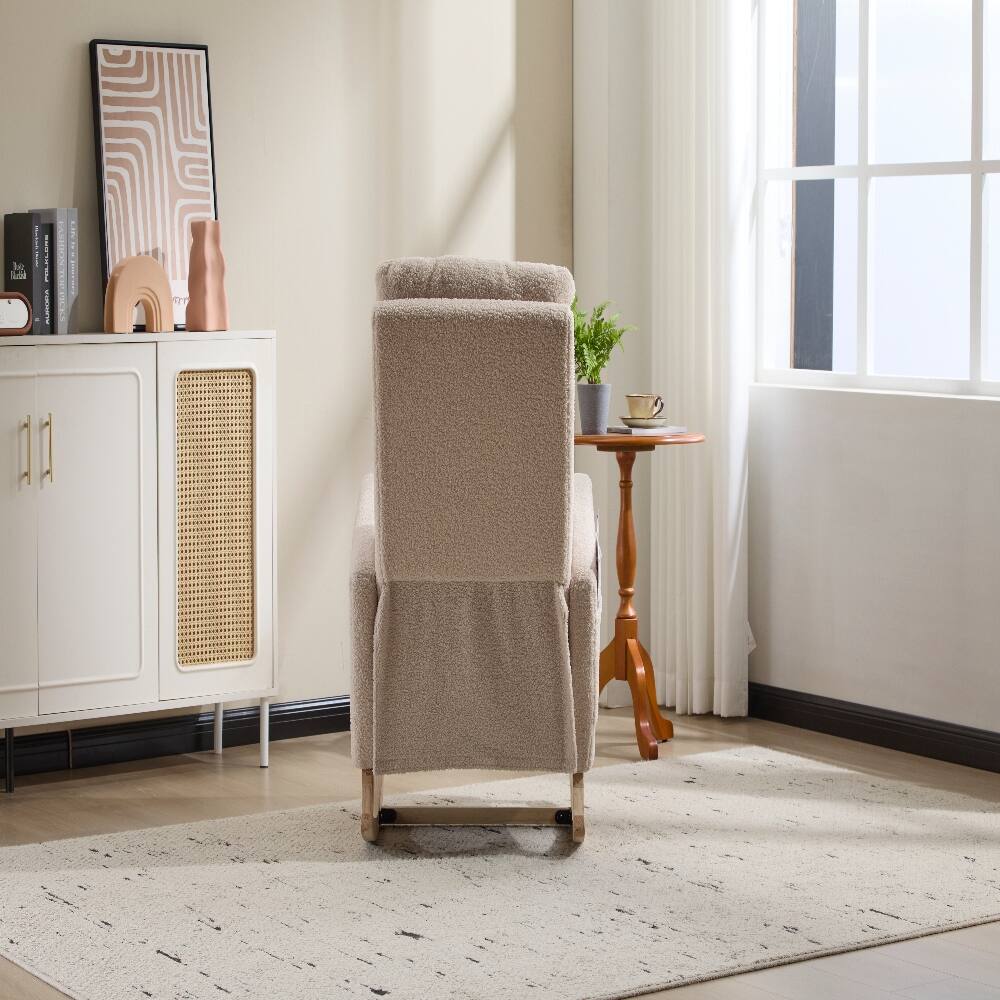 Alt View 10. Loheer - Loheer Nursery Glider Rocking Chair Teddy Upholstered Nursing Chair with Footrest High Back Accent Rocker Beige - Beige.