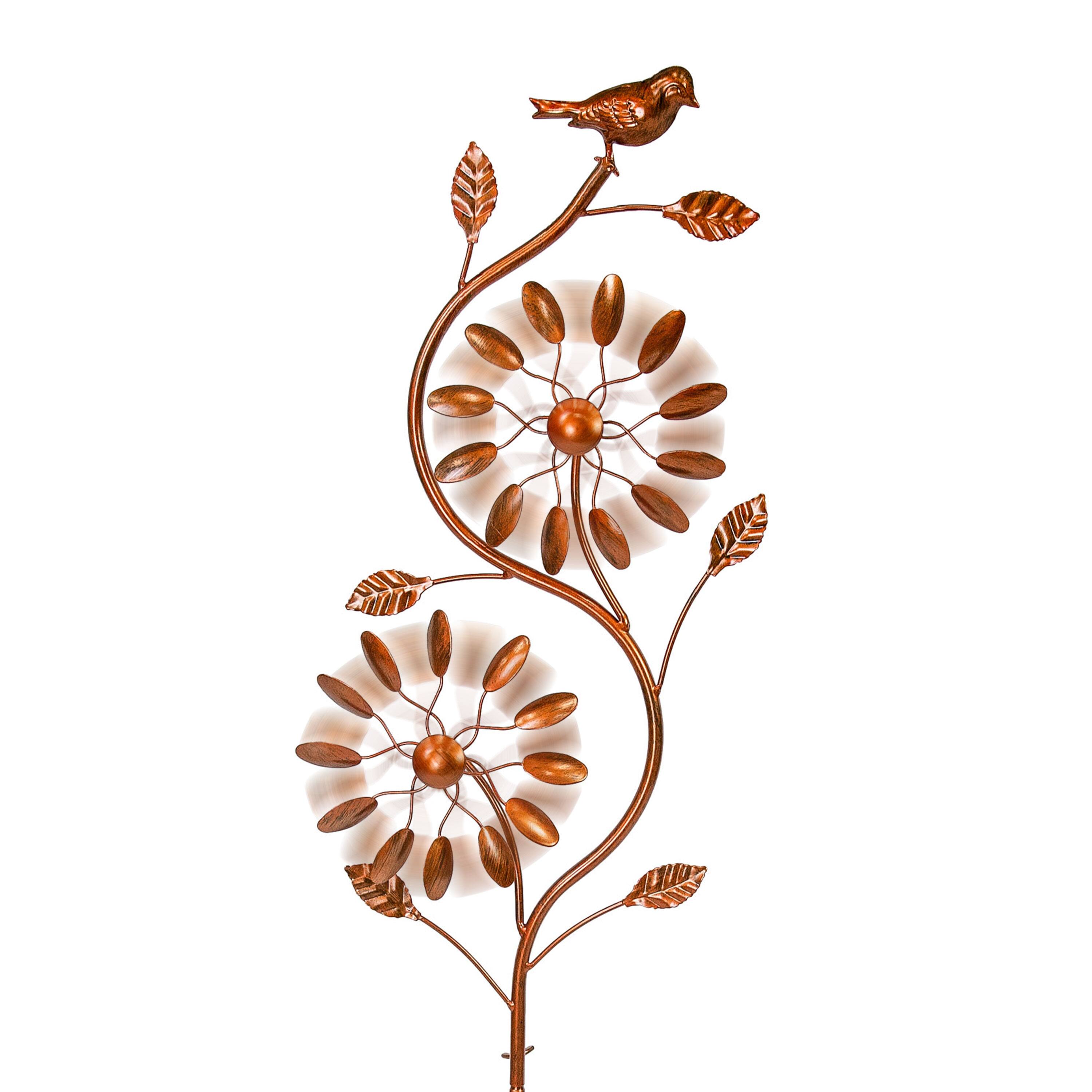 Alt View 6. Sunnydaze - Twirling Twigs Powder-Coated Iron Wind Spinner - 48" H - Copper.