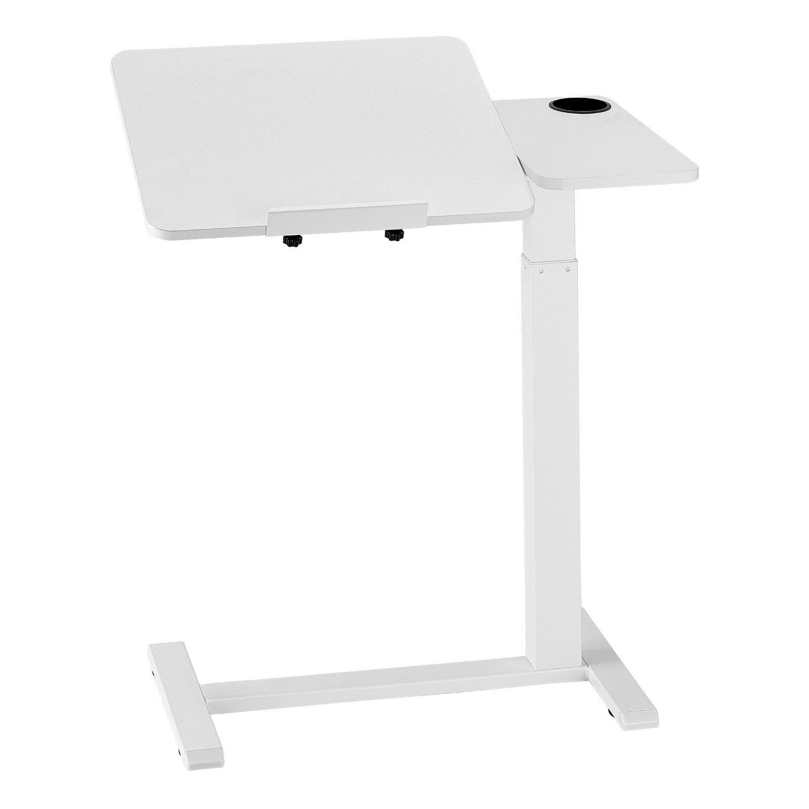 Alt View 9. Glintex - Overbed Table with Flip Desktop, Height & Angle Adjustable Rolling Laptop Desk，Hidden Wheels，Cup Holder for Home Office - white.