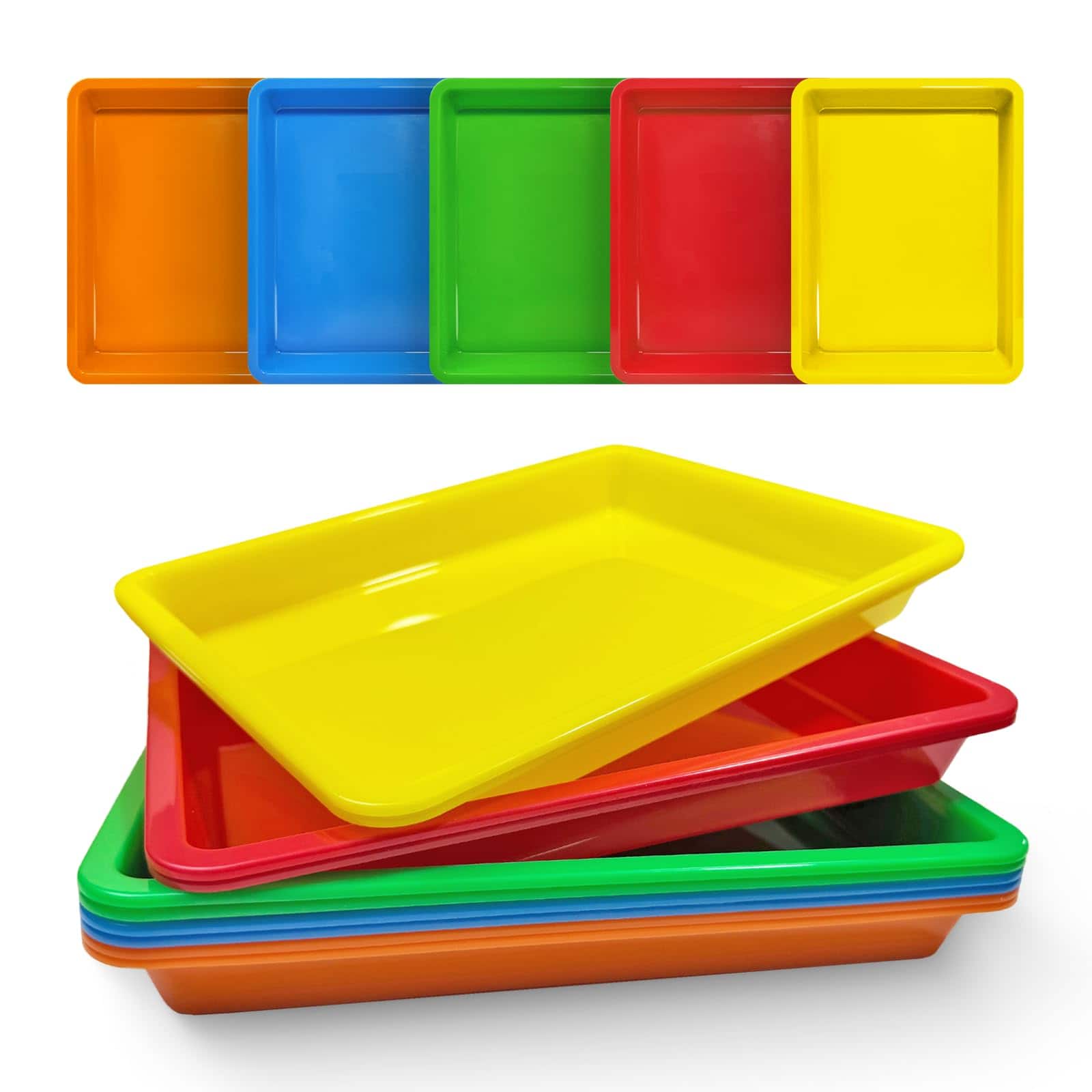 Dapper Styles - 24 Plastic Art Trays In Multicolor Activity Craft Organizer Serving Tray For Diy Projects Painting Beads Ho - 10pcs