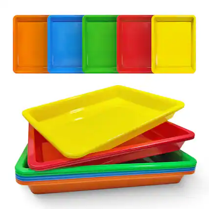 Front. Paradigms Interiors - 24 Plastic Art Trays 11 X 8 In Multicolor Activity Craft Organizer Serving Tray For Diy Projects Painting B... - 10pcs.