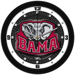 MpDirect - Alabama Crimson Tide 11.5'' Suntime Premium Glass Face Carbon Fiber Wall Clock - Multicolor