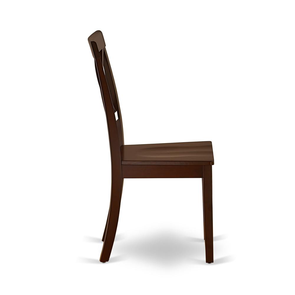 Angle. East West Furniture - AMBO3-MAH-W 3 Pc Dining Room Set - 1 Round Pedestal Table and 2 Mahogany Dinning Chairs - Mahogany Finish - Mahogany.