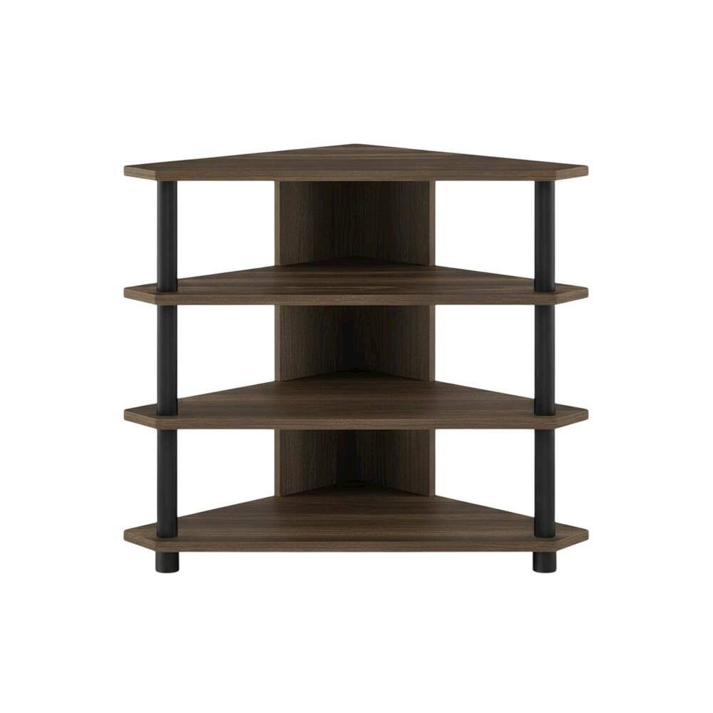 Alt View 3. FurniFact - Wooden TV Stand with Columbia Walnut/Black Finish and Easy Assembly - Brown Black.