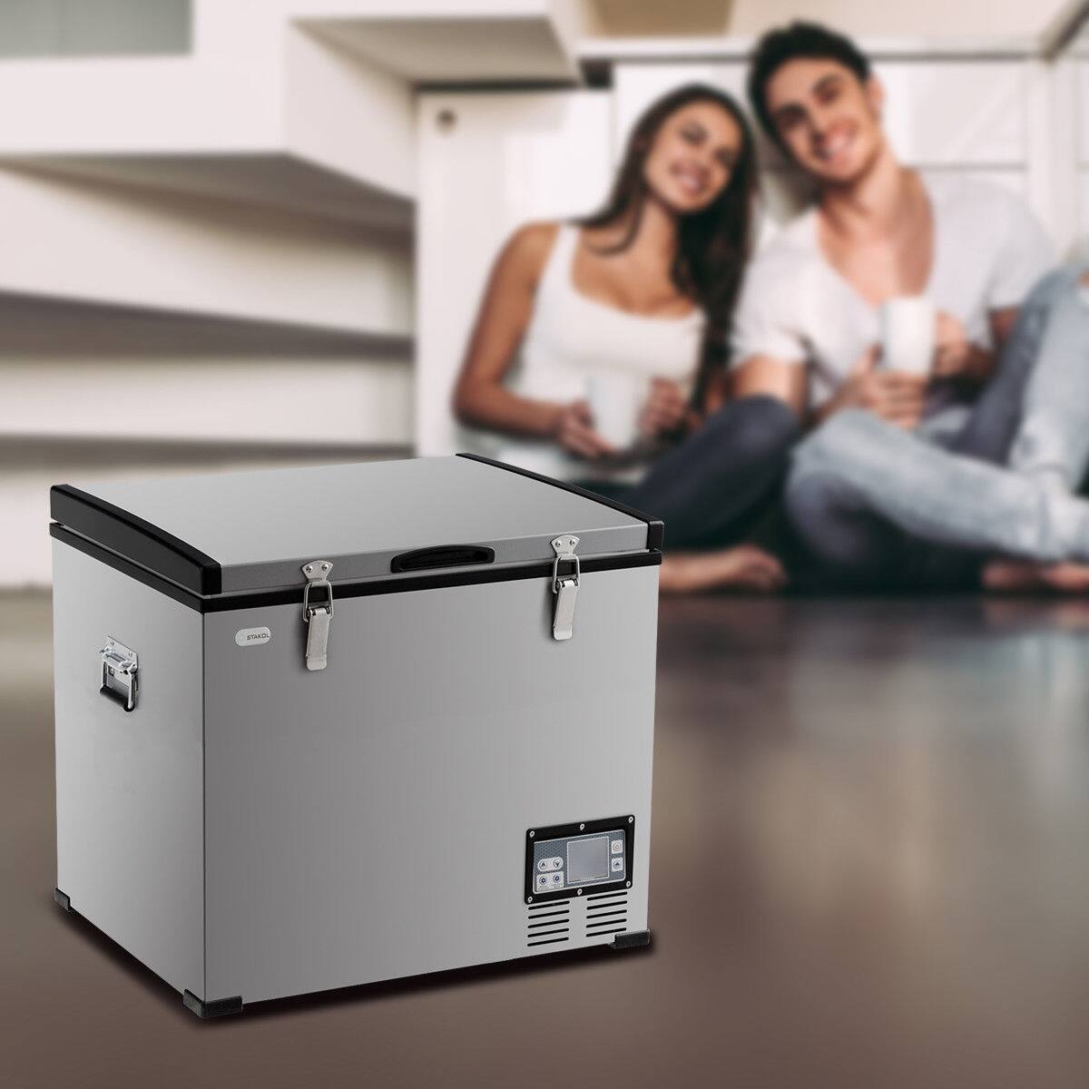 Alt View 15. Costway - 63-Quart Portable Electric Car Cooler Refrigerator / Freezer Compressor for RVs Camping - Black/Gray.