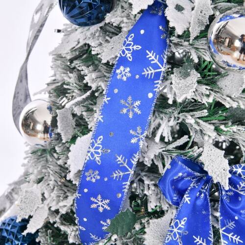 Alt View 1. Winado - 6FT Snow Flocked Christmas Tree Pop Up Pre-lit Artificial with Light Ornaments Collapsible for Holiday Indoor Decoration - Snowy Green.