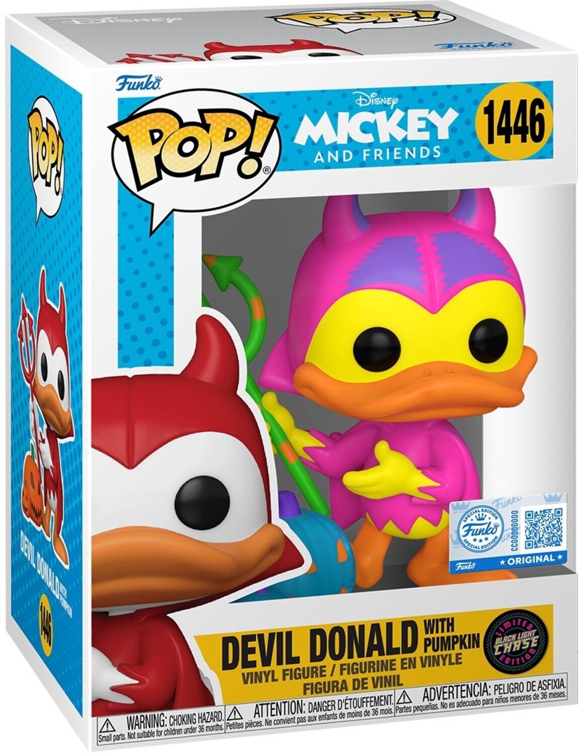 Funko POP! Disney MICKEY 1446 A M POP! AND FRIENDS DEVIL DONALD SPECIAL EDITION Funko CCO0D00000 SPECIAL EDITION ORIGINAL FUNKS WITH LIMITED LIGHT CHASE FIGURINE EN VINYLE EDITION FIGURE / VINYL DE VINIL ASFIXIA. FIGURA ADVERTENCIA: PELIGRO DE menores de 36 meses. D'TOUFFEMENT. adecuado para niños DANGER pequeas. No es HAZARD. ATTENTION: enfants de moins de 36 mois. Partes WARNING: CHOKING convient pas aux Petites pices. Ne for children under 36 months Smal parts. Not suitable