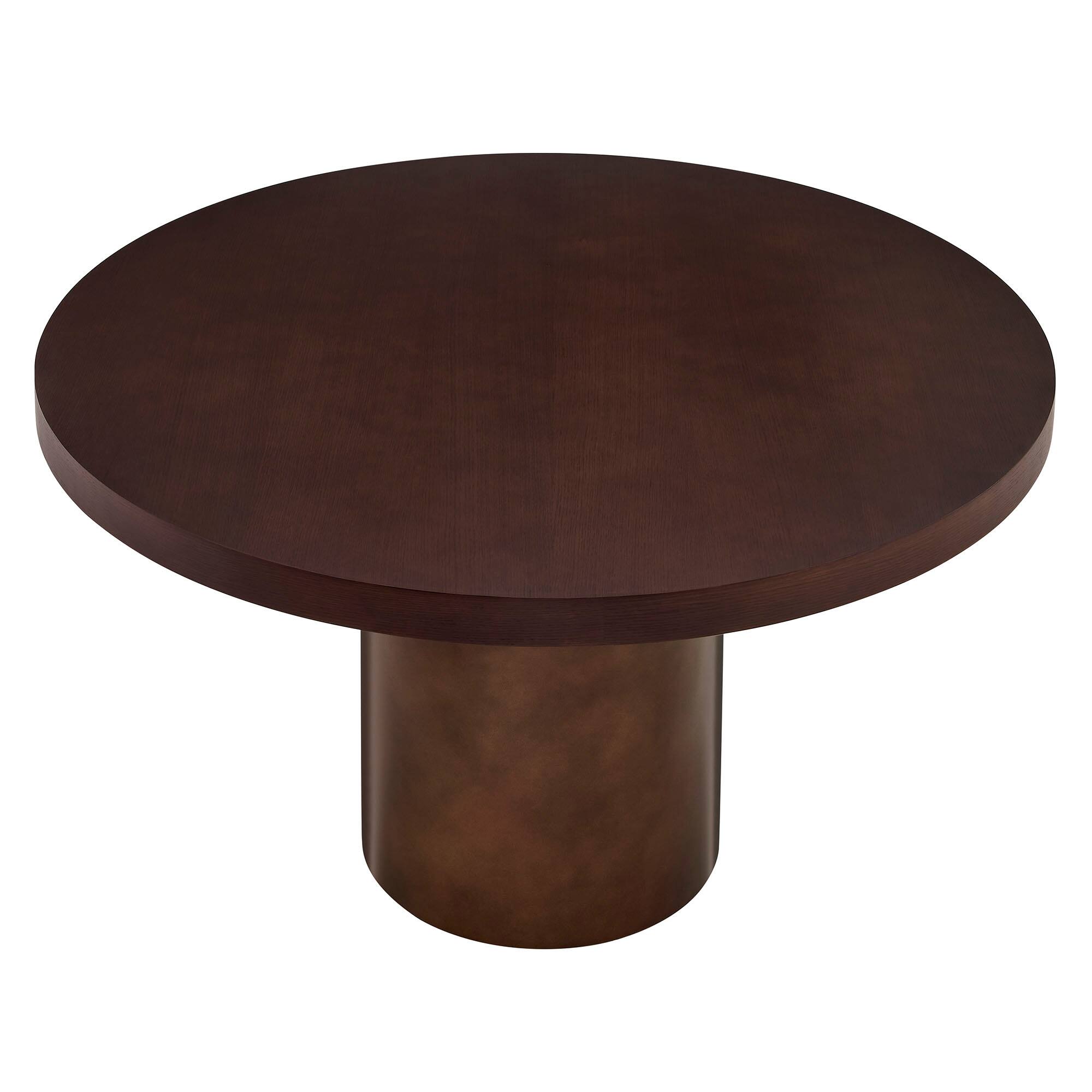 Back. Modway - Annette 54 Inch Round Pedestal Base Dining Table by Modway - Dark Walnut Burnished Brass.