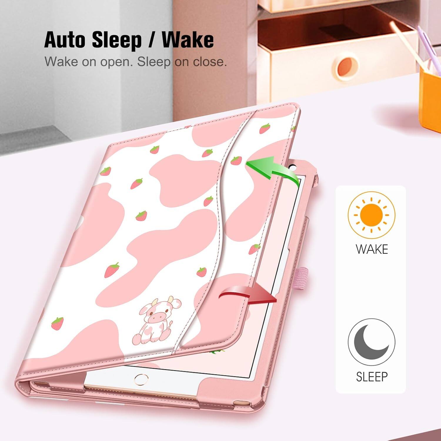 Auto Sleep / Wake  
Wake on open. Sleep on close.  

WAKE  
SLEEP