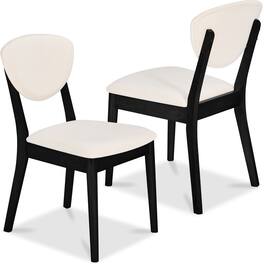 Best Choice Products - 2-Piece Mid-Century Modern Wood & Upholstered Dining Chair Set - Black / Cream - Black & Cream
