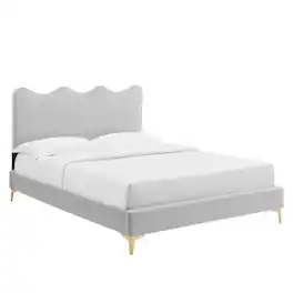 Modway - Current Performance Velvet Twin Platform Bed - Gray