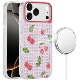 Kitcheniva - IMD Dual Layer Magnetic Circle Cover Phone Case With Tempered Glass For iPhone 17 Pro Max Cherry - Cherry Red