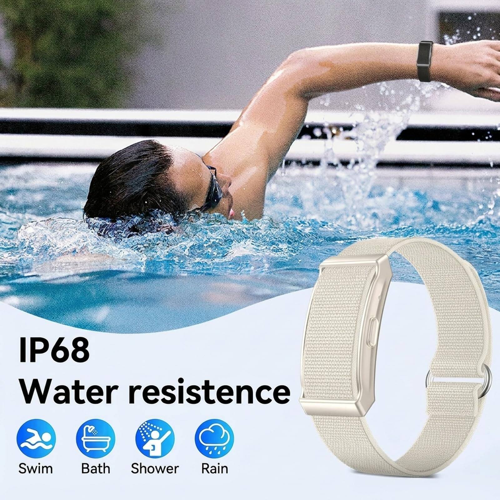 IP68 Water resistance

Swim Bath Shower Rain