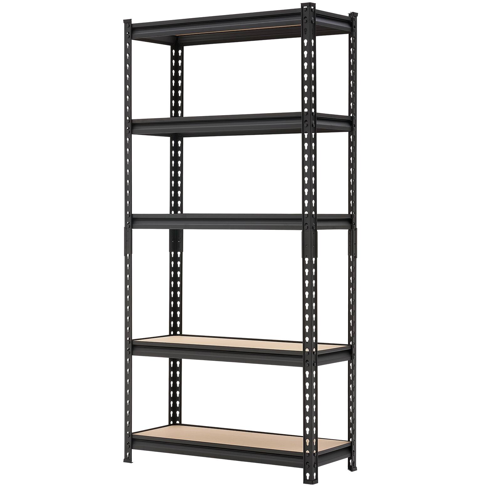 Alt View 5. VEVOR - Storage Shelves, 5-Tier Adjustable, 2000 lbs Capacity, Heavy Duty Garage Storage Shelving Unit, Metal Utility Rack Shelf - Black.
