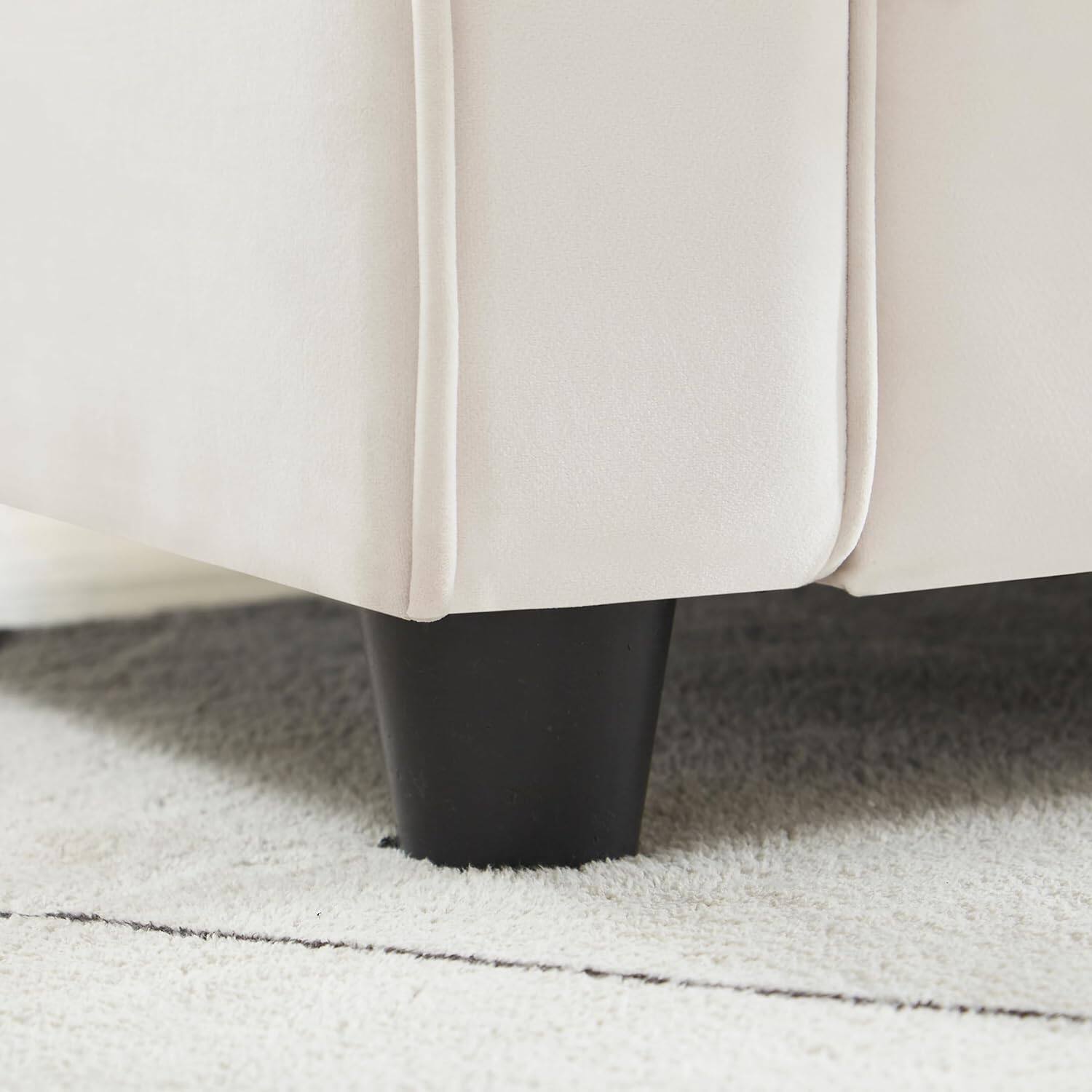 Alt View 1. Electra Tech Xpress - FREEHOMAE-Modren 82.48'' Velvet Fabric Couch, 3 Seater Sofa, Big Loveseat for Living Room - BeigeWhite.