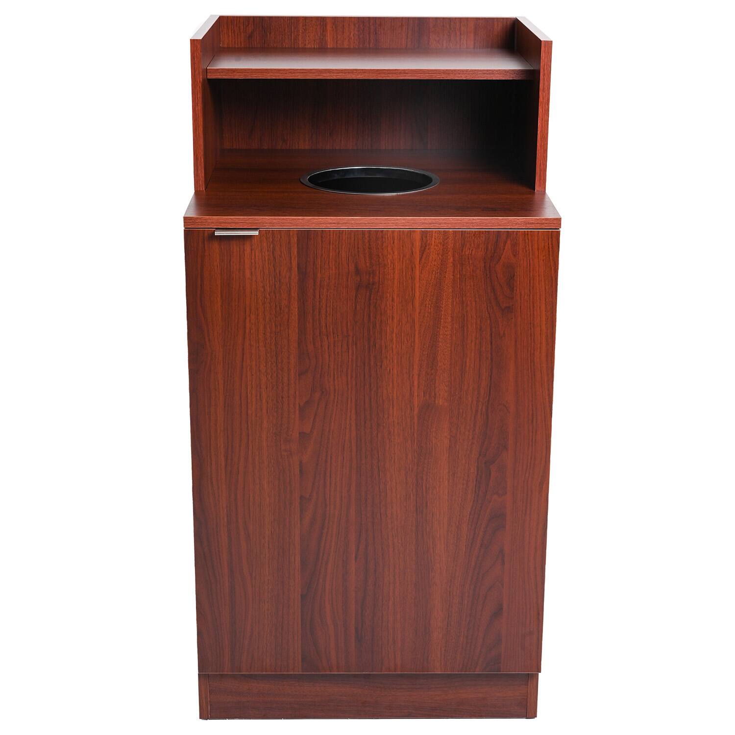 Front. Alpine Industries - 32 Gallon Wood Food Tray Top Trash Enclosure with Drop Hole - Mahogany.
